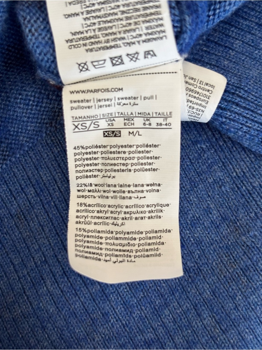 Parfois Blue & Red Dot Print Wool Blend V Neck Sweater XS S - Picture 6 of 6